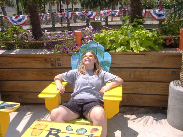 Robin in her relaxed state in the Margaritaville lounge chair.jpg